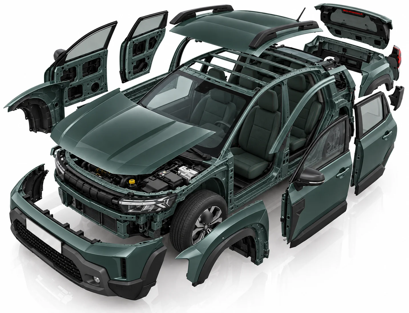 Karoser parçaları ayrılmış araç şeması / Exploded vehicle body-parts view
